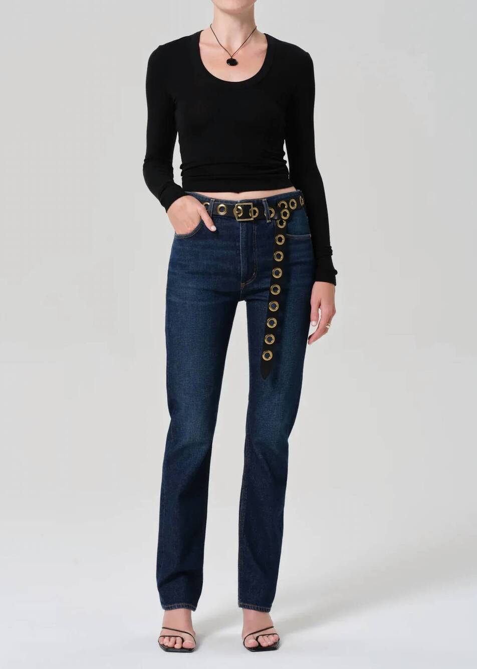 NEW CITIZENS OF HUMANITY mara u-neck tops in black